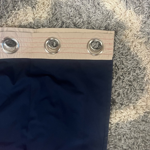 Pottery Barn kids, Red and Blue color block “rugby”Curtains, set of 2 83” long - Picture 4 of 5